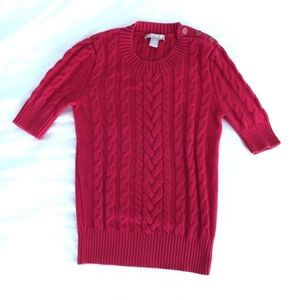 Banana Republic Red Short-Sleeved Knit Sweater